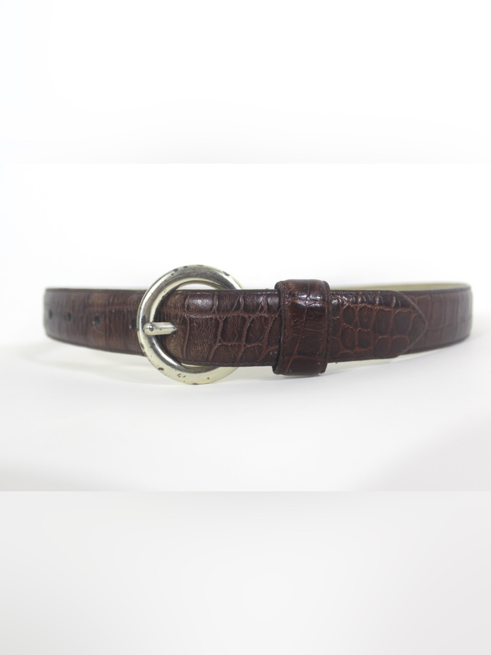 KENNETH COLE Vintage Red / Brown Croc Embossed Italian Leather Belt Men’s Unisex